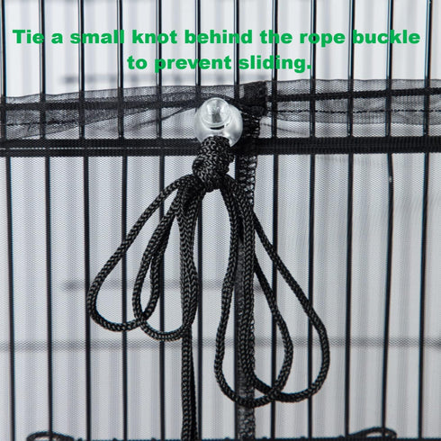 Bird Cage Netting Seed Catcher - Adjustable Bird Cage Skirt Seed Catcher, Large Soft Breathable Mesh Bird Seed Catcher for Indoor Round Square Cage (Circumference 80 inch to 118 inch)