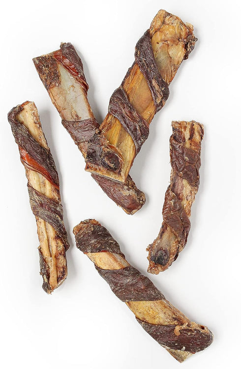 7" (4 Count) Jack&Pup Twist Beef Rib Bones for Dogs, Beef Rib Bone Small Dog Bones for Puppies with Beef Jerky Twist