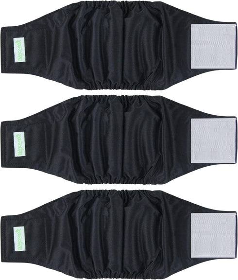 wegreeco Washable Dog Diapers - Washable Male Dog Belly Wrap (Pack of 3, Black, Medium)
