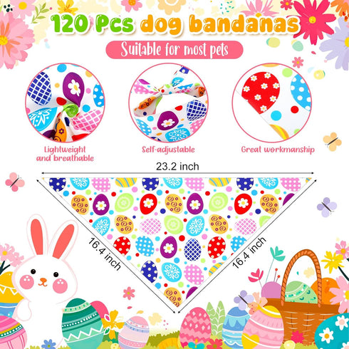 120 Sanwuta Pcs Spring Easter Dog Bandanas Bulk Dog Adjustable Cute Washable Triangle Kerchief Scarf Bibs for Small