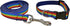 Preston Rainbow Dog Collar and Leash Set, Striped Multi Colored Ribbon on Navy Blue Nylon Webbing (Small)