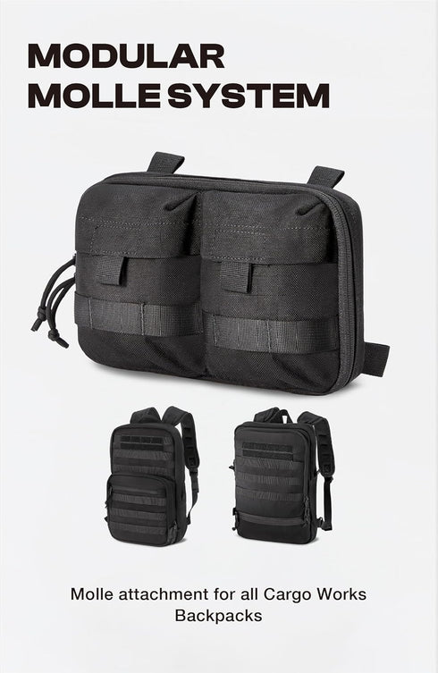 Backpacks Black Tactical Molle EDC Pouch - Admin Pouch with Molle Attachments