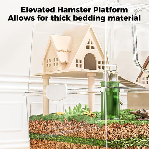 Mini&moe Hamster Platform - Small Animal Play Wooden Heigh Platform for Exercise Wheel Food Bowl Water Bottle and Other