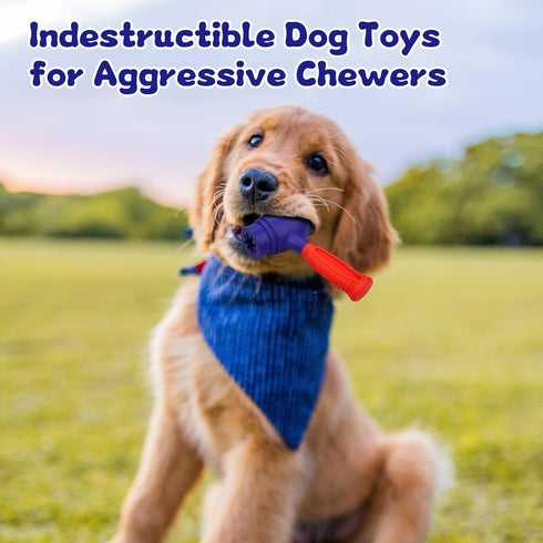 Dog Chew Toys for Aggressive Chewers - Natural Rubber Toys for Medium Large Dogs, Durable Indestructible Dog Toys