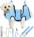 Dog Grooming Hammock for Nail Trimming, Pet Hammock for Small Dogs with Security Strap, Clippers, Nail File, and Comb
