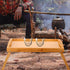 Happyyami Small Folding Table Portable Wood Bed Desk Adjustable Wear-Resistant Camping Side Table for Outdoor Hiking