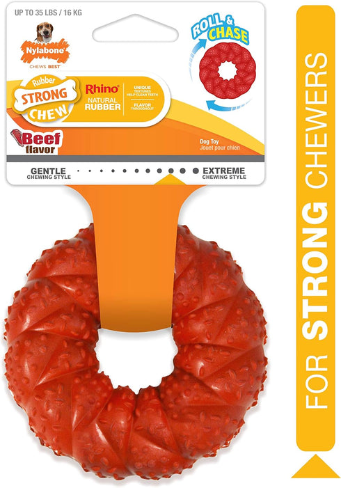 Nylabone Strong Chew Ring Braided Toy for Dogs, Beef Flavor, Medium/Wolf (1 Count)