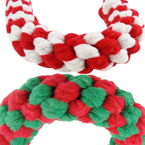 Candy Cane Rope Toy - Puppy Chew Dog Toys, Interactive Cotton Rope Toys for Medium & Large Dogs