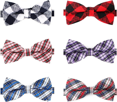 Segarty 6 PCS Dog Bow Tie, Holiday Grooming Bulk Bows for Pet Puppy Photography, Cute Plaid Patterned Gift