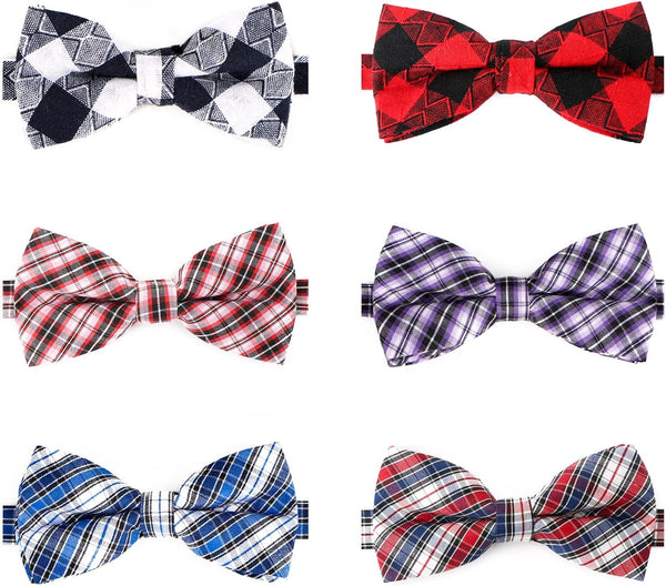 Segarty 6 PCS Dog Bow Tie, Holiday Grooming Bulk Bows for Pet Puppy Photography, Cute Plaid Patterned Gift
