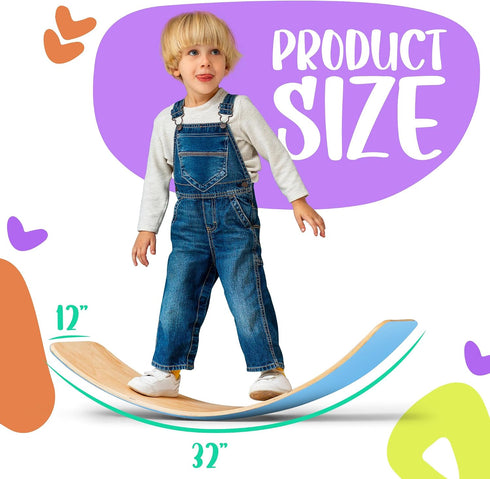 bagacootha 32" Ultimate Wooden Wobble Balance Board for Kids by Wooden Toddler Toys & Kids Rocker for Endless Play