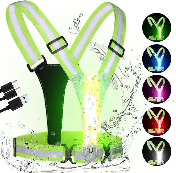 LED Reflective Running Vest, 3rd Generation High Visibility Rechargeable Vest for Night Running Cycling