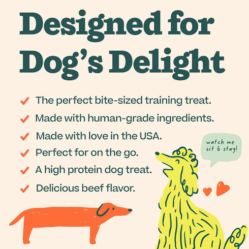 WOOF Love Nuggets - Made in The USA Bite-Sized Beef Jerky Training Treats for Dogs