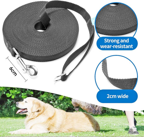 BAAPET Long Dog Training Leash with Clickers for Small, Medium and Large Dogs or Cats (15 Feet, Black)