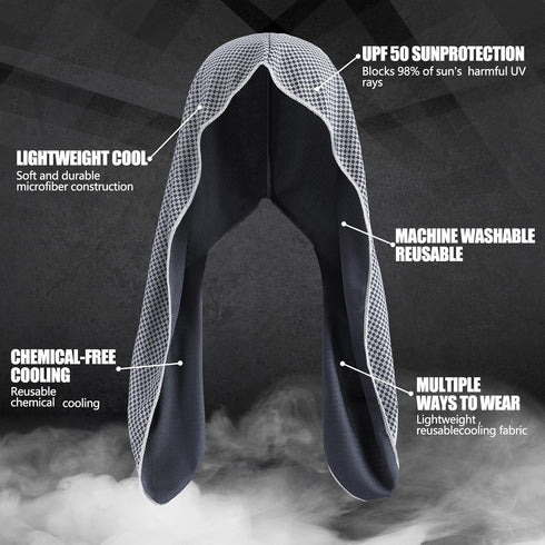 4 Pack Hercicy Cooling Hoodie Towels Breathable Sport Neck and Face Towels for Men Women Head Wrap Yoga Gym