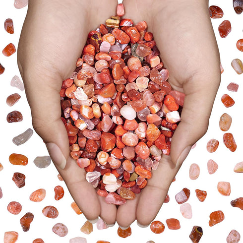 Carnelian Agate Crystal Chips, 1lb 1200+pcs Natural Aquarium Gravel Rocks for Indoor Decor