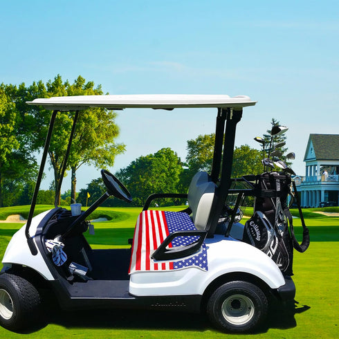 YOKYHOM Golf Cart Seat Covers American Flag Design Towel Blanket for 2-Seat Golf Carts, 100% Microfiber