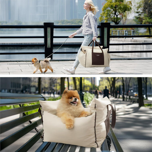 Lesure Small Dog Car Seat for Small Dogs - Dog Booster Seat for Car with Waterproof Bottom, Clip-On Safety Leash