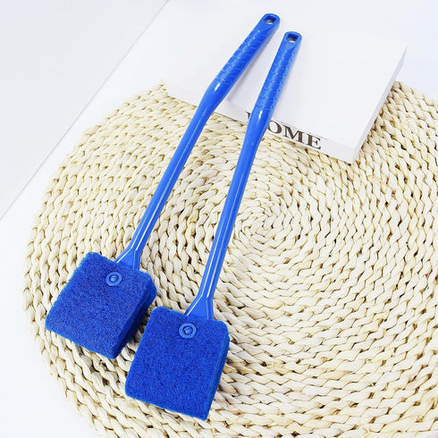 FOONEA 2PCS Fish Tank Cleaning Tools, Aquarium Double Sided Sponge Brush, Fish Tank Cleaner with Long Handle