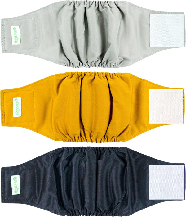Wegreeco Washable Male Dog Belly Wrap - Pack of 3 - Small (Gold, Black, Grey)