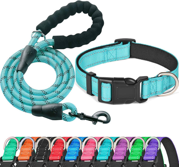 Reflective Dog Collar with Soft Neoprene, Breathable Adjustable Nylon for Small Medium Large Dogs (X-Small, Blue)