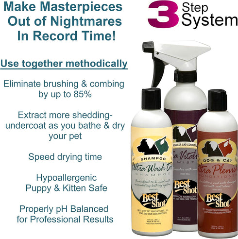 Best Shot Ultra Wash Too Shampoo, Coat Release Technology for Dogs and Cats, Quick-Rinsing, 16 oz