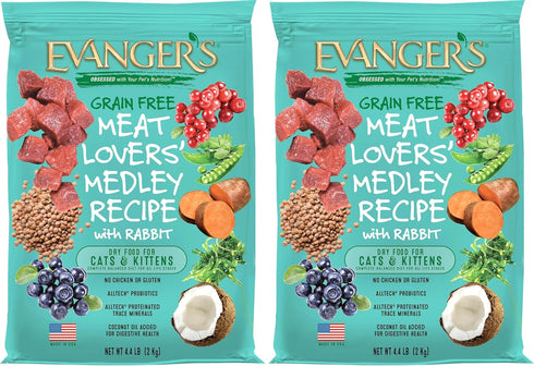 Evanger's Grain-Free Meat Lover's Medley with Rabbit Dry Cat Food, 4.4 lb