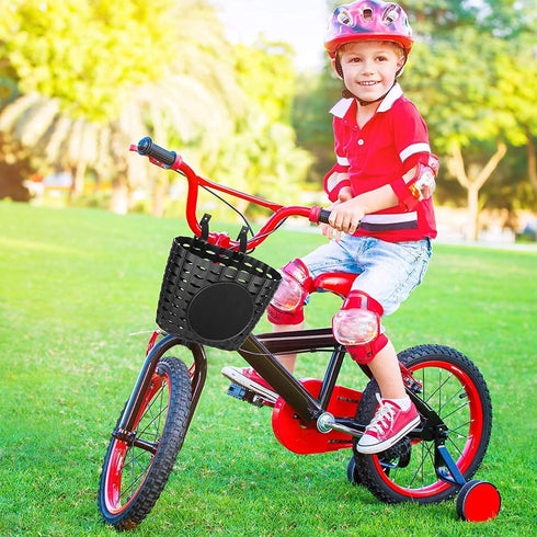 Kids Bike Basket with Adjustable Straps, Handlebar Bicycle Basket for Children Bike Accessories (Black)