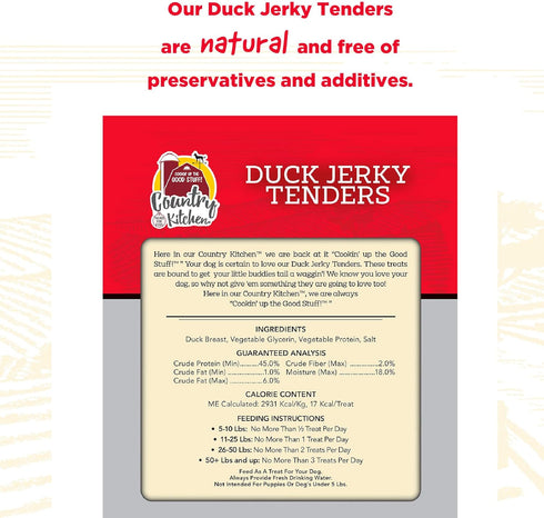 Country Kitchen Duck Jerky Tender Dog Treats, High Protein, Low Fat, 16 oz, No Artificial Colors