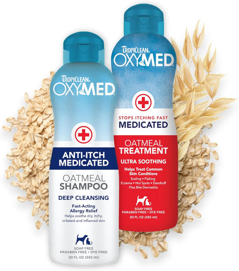 TropiClean Oxymed Medicated Cat & Dog Shampoo and Conditioner Set for Itchy