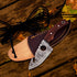 Neck Knife with Sheath, Damascus Hunting Knife, Mini Outdoor Survival Fixed Blade Knife, EDC 5 Inches with Wood Handle