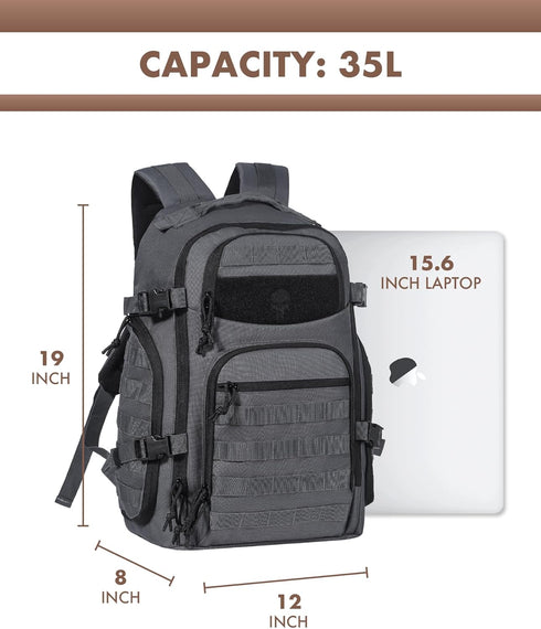Tactical Laptop Backpack for Men, Military Backpack in Grey