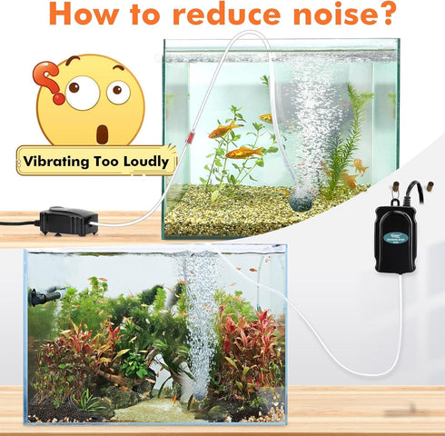 hygger Mini Air Pump Kit for 5-20 Gallon Fish Tank, 1W Small Fish Bowl with Air Tube and Bubbler Stone