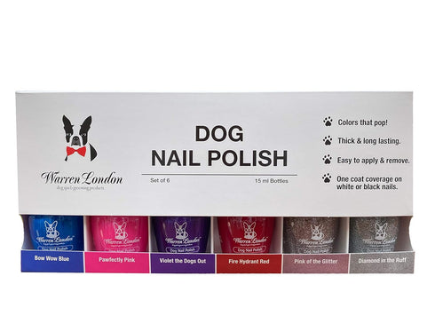 Warren London Dog Nail Polish in A Bottle, Premium Coverage and Color, All 6 Colors