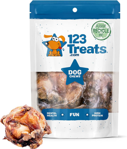 123 Treats Meaty Dog Bones, 100% Natural Knee Cap Beef Bone Dog