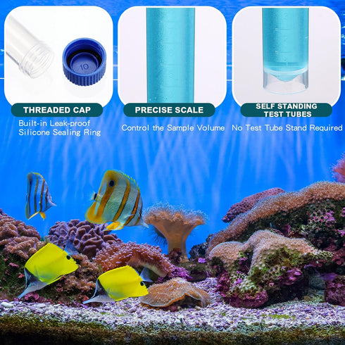 12 Pcs Replacement Test Tubes for Aquarium Test Kits, 10ml Plastic Self Standing Tubes with Scale Line