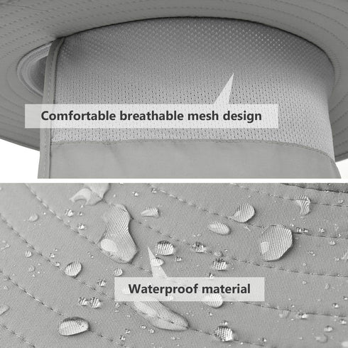 IYEBRAO 2 Pack Men's UV Protection Sun Hat, Foldable Mesh Boonie Cap with Neck Flap for Fishing and Hiking