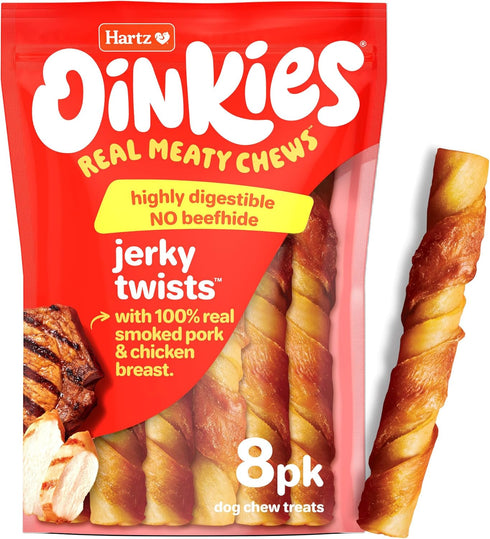 Hartz Oinkies Jerky Twists with Naturally Smoked Pork & Real Chicken Breast
