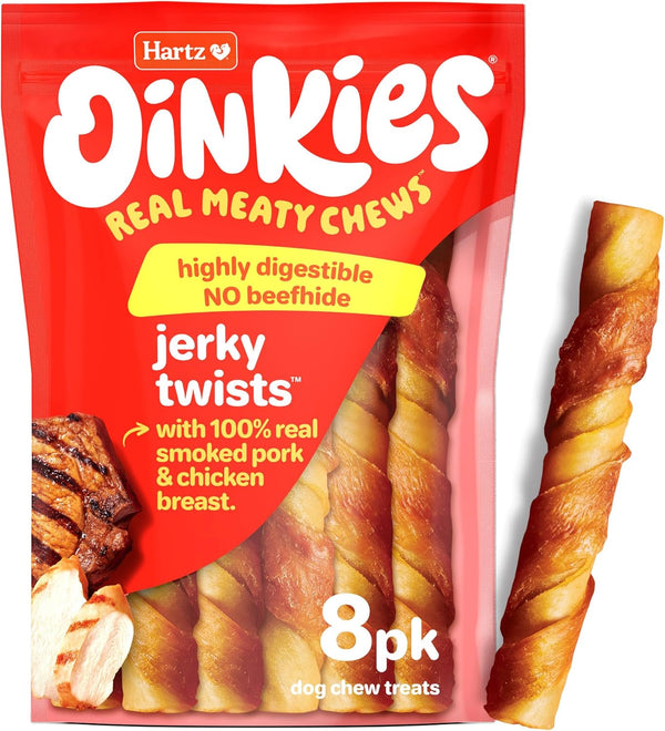 Hartz Oinkies Jerky Twists with Naturally Smoked Pork & Real Chicken Breast