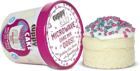 Cuppy Cake Microwave Cake in a Cup for Dogs, Just Add Water and Microwave (Birthday Cake Flavor)