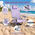 Pinikuyiro Backpack 220LBS Beach Chairs for Adults, Compact Portable Lay Flat Folding Beach Chair with Straps and Large