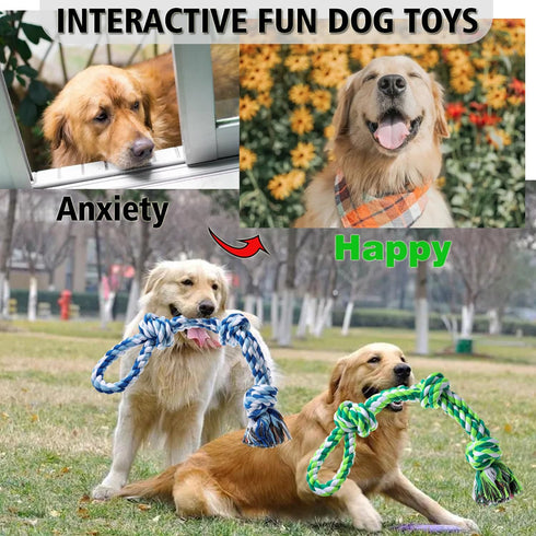 Dog Rope Toys 2 Pcs - Indestructible Chew Toys for Aggressive Chewers, Dental Cleaning Tug of War Toy