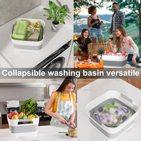 2.4 Plug,9L MontNorth Gal Collapsbile Wash Basin with Drian Dish Pan for Soaking Baby Bottles,Portable Sink, Multiuse