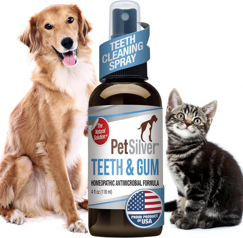 PetSilver Teeth & Gum Spray for Dogs and Cats, Natural Breath Freshener, 4 oz
