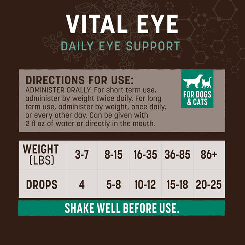 2 oz Earth Animal Apothecary Liquid Supplement - Vital Eye Herbal Remedies for Dogs & Cats - fl