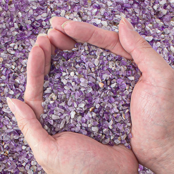 EZEELAI 0.5 Lb/230g Amethyst Crystal Chips Bulk Tumbled Crushed Stones 3-5mm, Natural Crushed