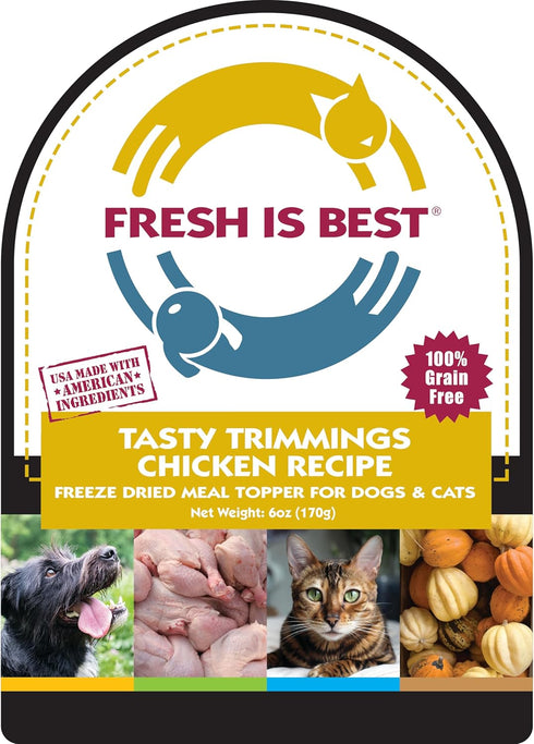 Fresh Is Best Tasty Trimmings Freeze Dried Raw Meal Topper for Dogs & Cats, Chicken, 6 Ounces