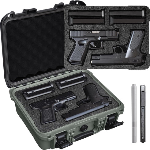 Turokacase Pistol Case for 2 Handguns TSA Approved Hard Shell Gun Case with