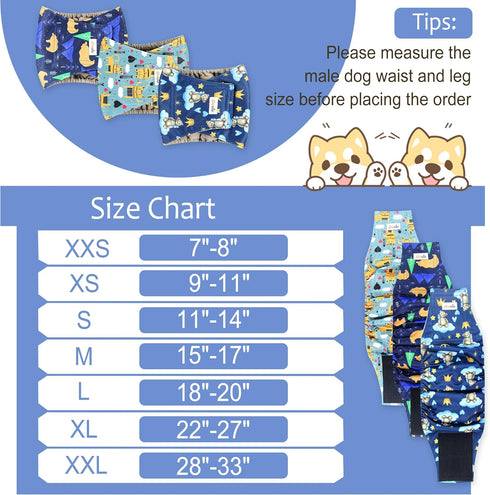 3Pcs, Reusable Dog Diapers Male Premium Washable Belly Bands for Male Dogs XLarge, High Absorbing Male Dog Wraps