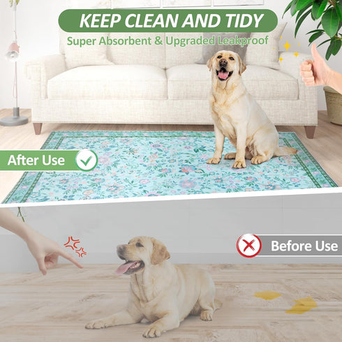 2 Pack Crate,18"x 24" Washable Pee Pads for Dogs, Super Absorbent Reusable Puppy Pads with Colorful Flowers Patterns